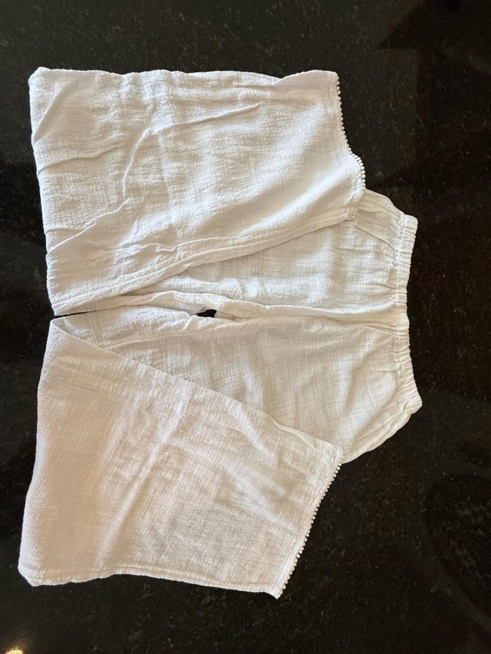 XHILARATION Women's Juniors Wide Leg Cropped Pom Pom Trim Cover Up White Pants